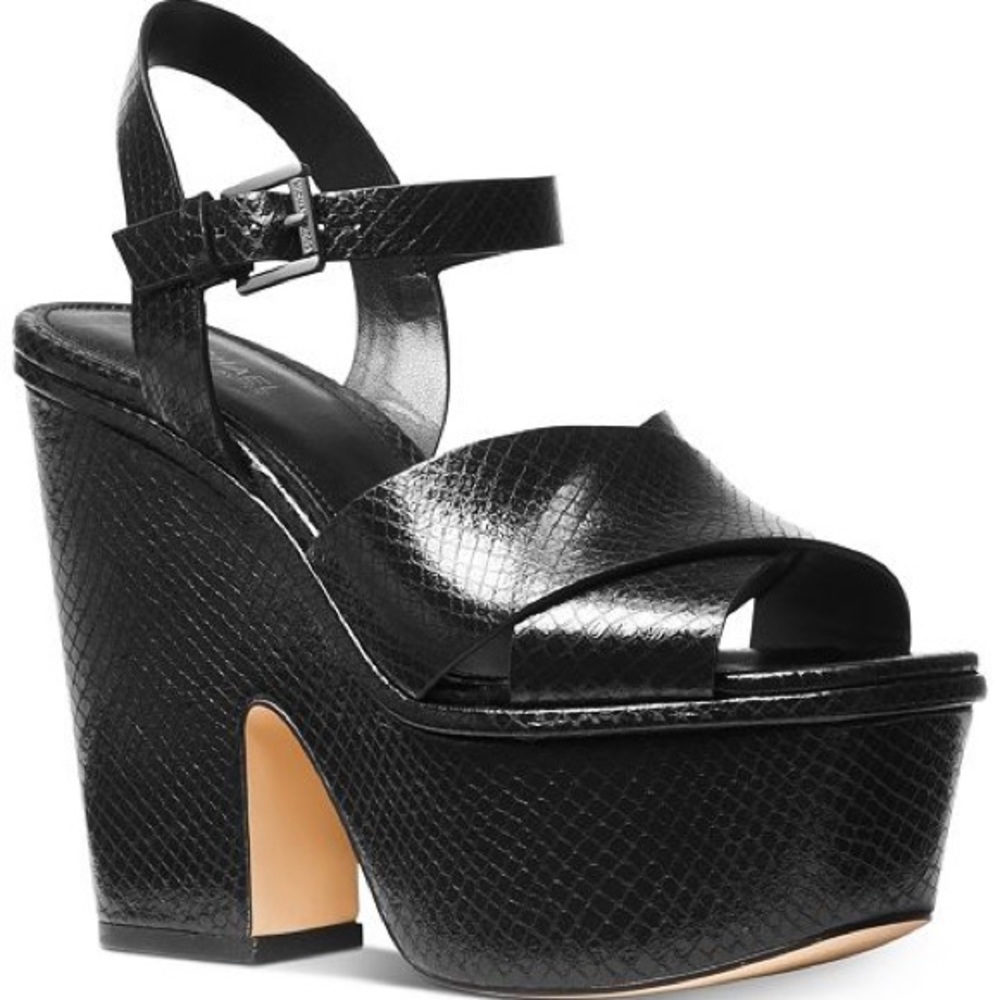 MICHAEL KORS DIVIA snake leather platform heels